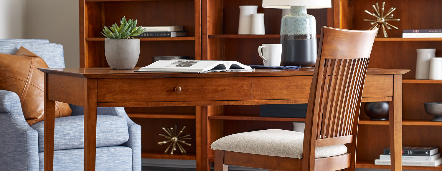 Origins by Stickley Gable Road desk, chair, and bookcase