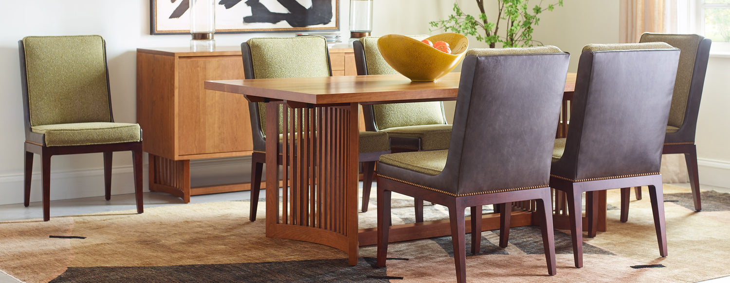 Stickley Furniture Park Slope collection dining room table and chairs