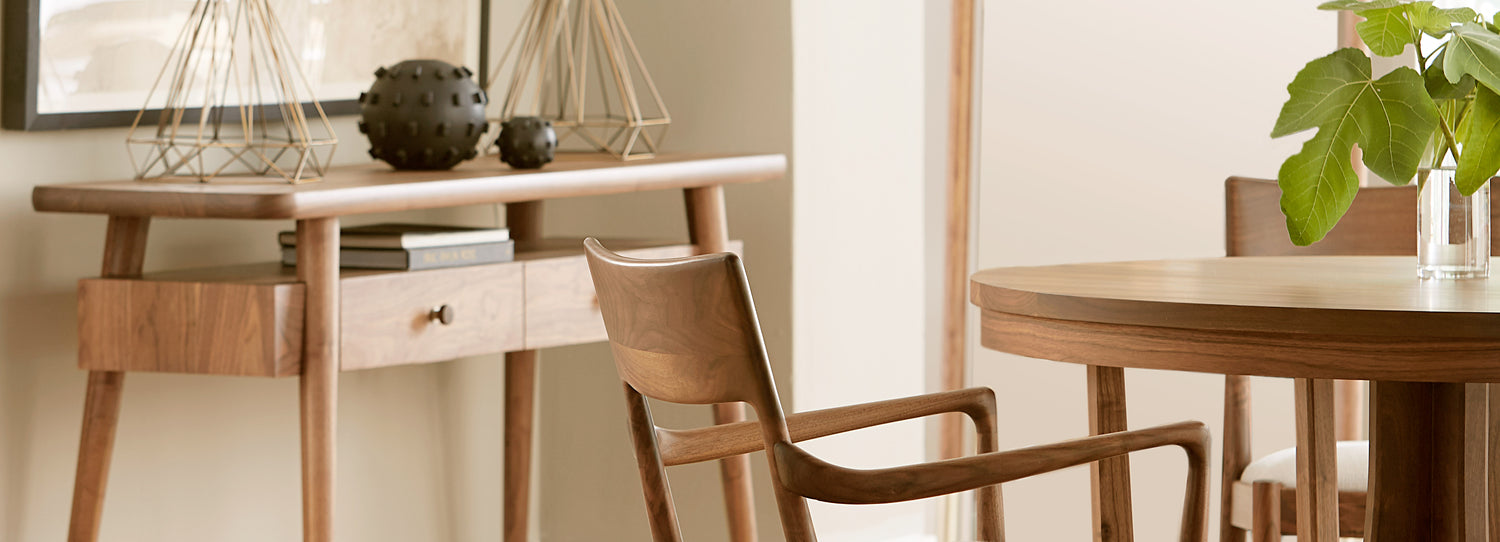 Stickley Walnut Grove Collection table, chairs, and sideboard table